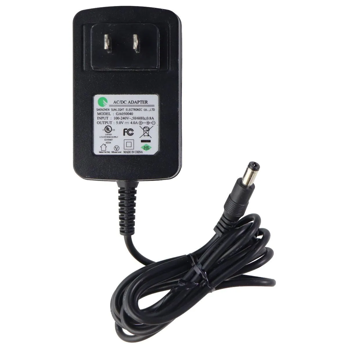 Shenzhen (5V/4A) AC/DC Adapter Wall Charger Power Cord - Black (GA050040)