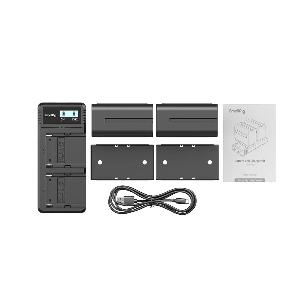 SmallRig NP-F970 Rechargeable Preplacement Battery (2-Pack) 7.2V 7800mAh with 5V 9V USB Type C Dual Battery Charger Kit for Sony HXR-NX5R, HXR-NX100, HXR-MC1500C, HXR-MC2500, HDR-FX1000E, HDR-AX2000E Video Cameras, Studio Equipment | 3823