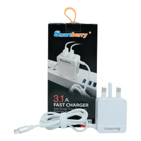 Smart Berry 3.1A Fast Charger With 2 USB Port - C301