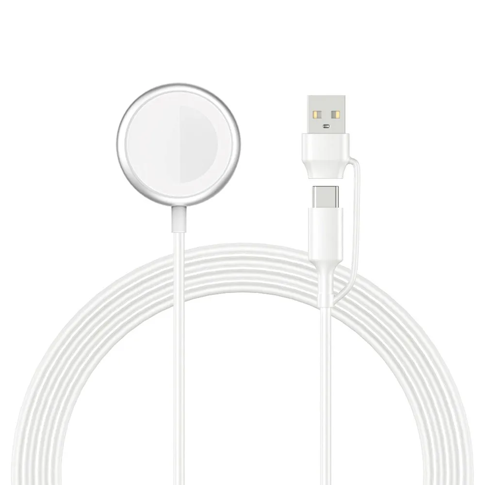 Smartline 2-i-1 Apple Watch Magnetisk Trådløs Oplader - 2,5W - 1m. - Hvid