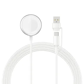 Smartline 2-i-1 Apple Watch Magnetisk Trådløs Oplader - 2,5W - 1m. - Hvid