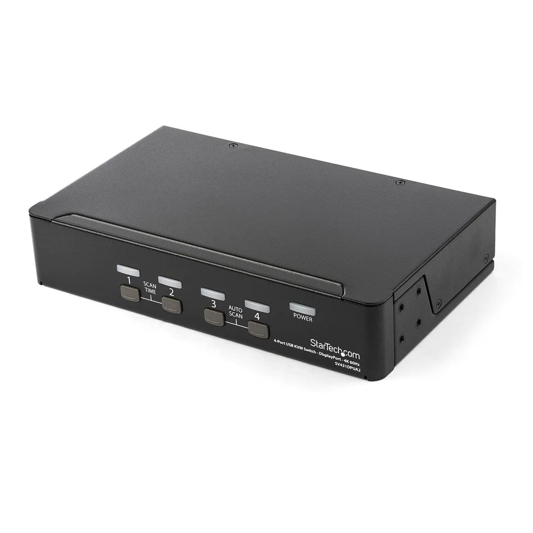 Startech.Com 4 Port Displayport Kvm Switch - 4K 60Hz - Single Display - Dual Port Uhd Dp 1.2 Usb Kvm Switch With Integra