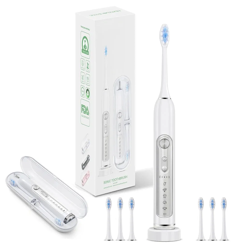 SUBORT Super Sonic Electric Toothbrushes for Adults Kid Smart Timer Whitening Toothbrush IPX7 Waterproof Replaceable Heads Set