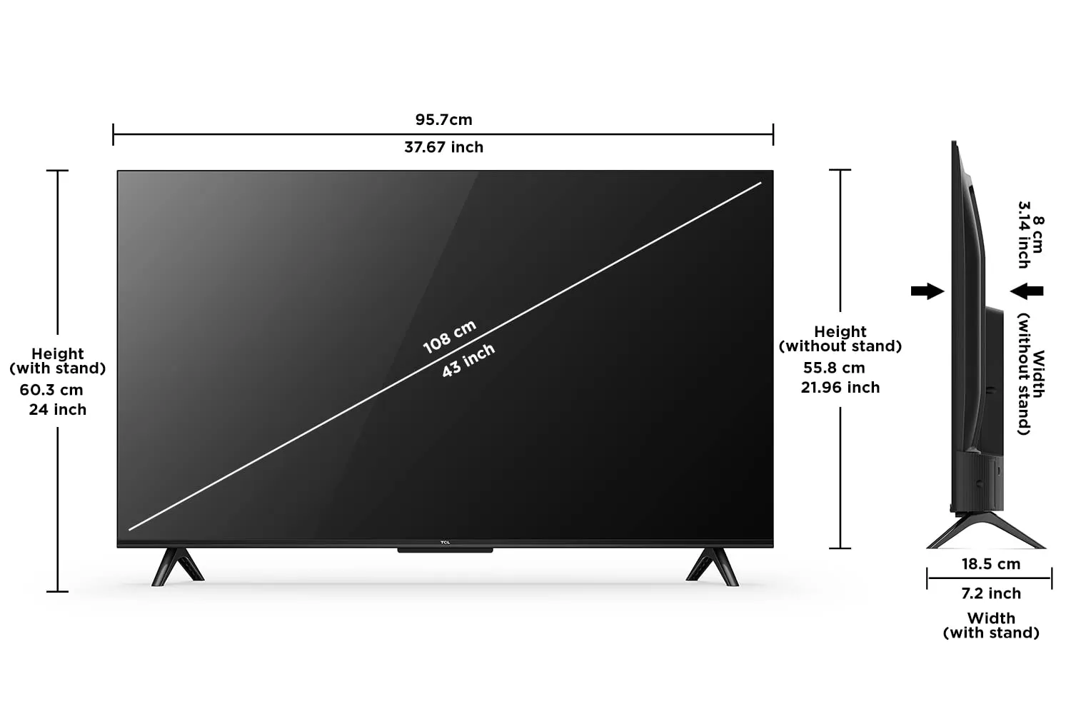 TCL 108 cm (43 inches) Bezel-Less Full Screen Series Ultra HD 4K Smart LED Google TV 43P635 Pro (Black)