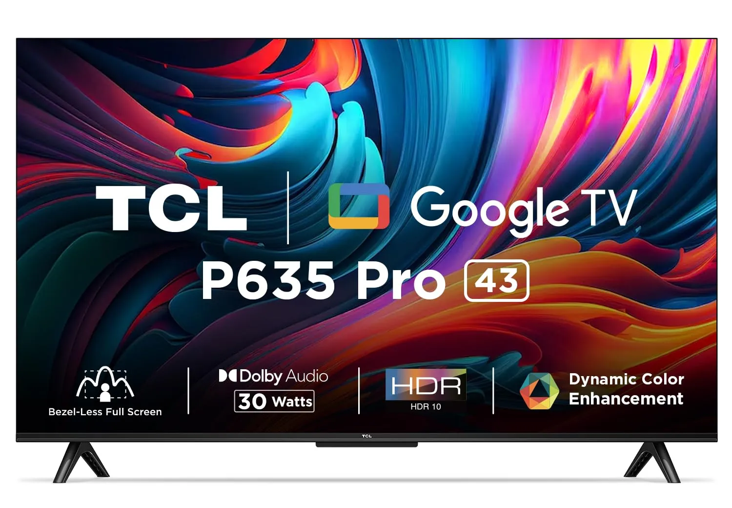 TCL 108 cm (43 inches) Bezel-Less Full Screen Series Ultra HD 4K Smart LED Google TV 43P635 Pro (Black)