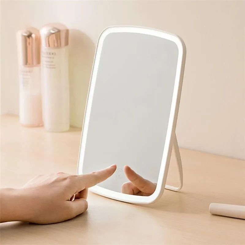 Touch-Sensitive Portable Makeup Mirror - With LED Brightness, Adjustable and USB Rechargeable