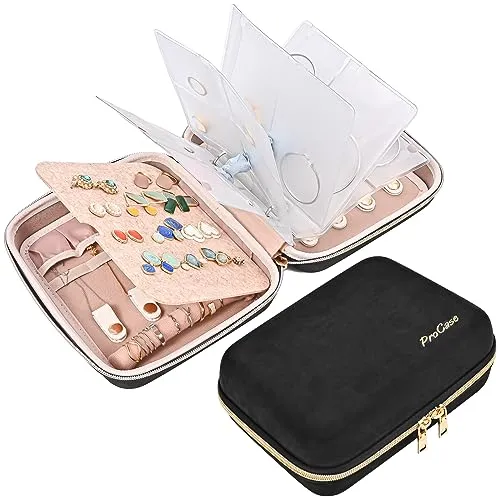 Travel Jewelry Zipped Bag with Clear Pockets | ProCase