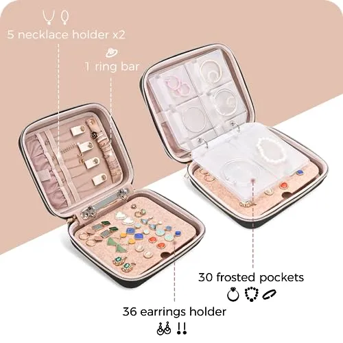 Travel Jewelry Zipped Bag with Clear Pockets | ProCase