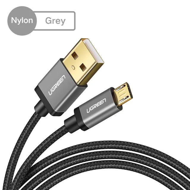 Ugreen Micro USB Cable 2.4A Nylon Fast Charge USB Data Cable for Samsung Xiaomi LG Tablet Android Mobile Phone USB Charging Cord