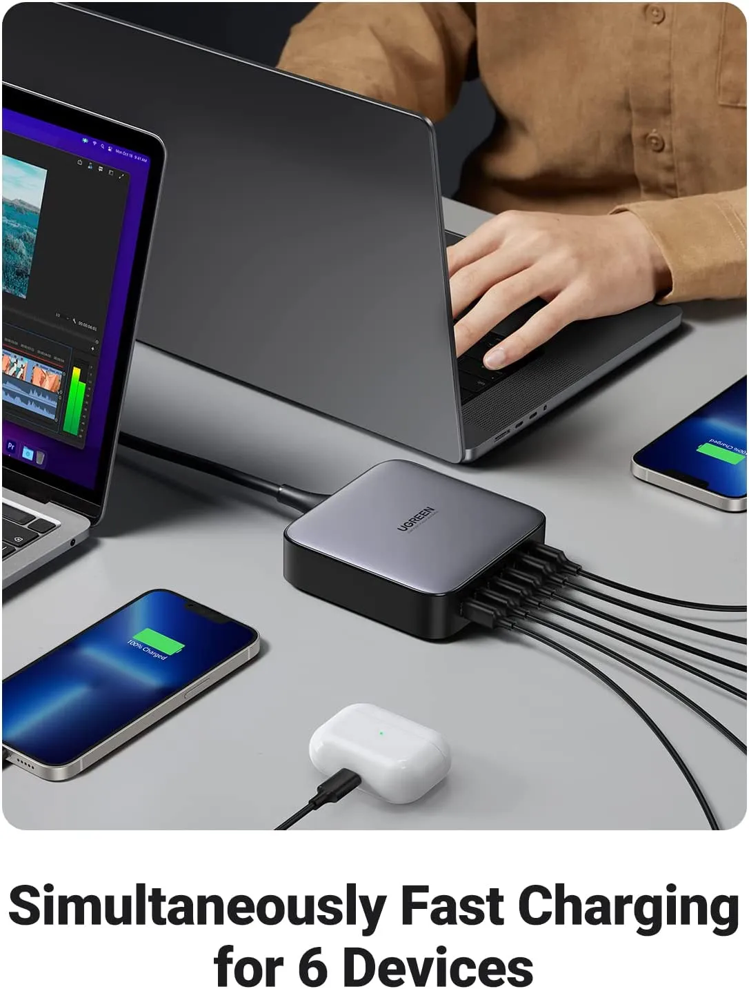 UGREEN Nexode 200W USB C GaN Charger-6 Ports Desktop Charger