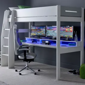 Urban High Sleeper Console Gaming Bed with Built-In Gaming Desk