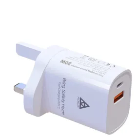 USB-C & USB-A Dual 20W 3-Pin Irish Fast Charger