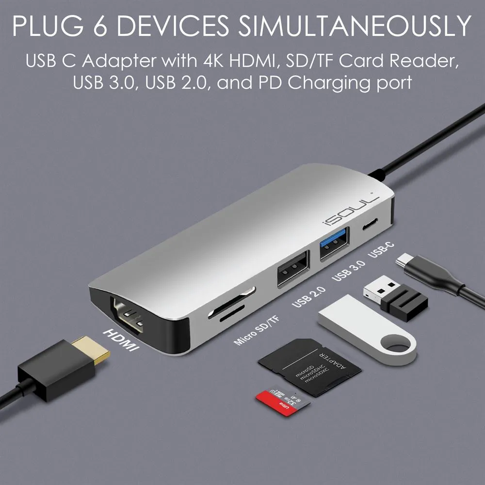 USB C Hub Multiport HDMI, Micro SD/TF, USB-A, PD Power Delivery