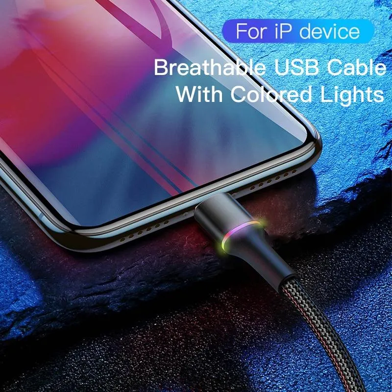 USB Cable For iPhone 12 11 Pro XS Max Xr X 8 7 6 LED Fast Charging Charger Date Phone Cable For iPad Wire Cord