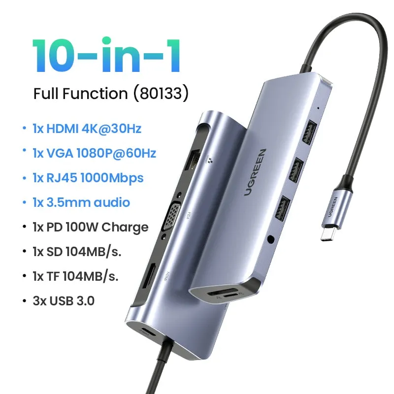 USB HUB 4K HDMI Adapter USB C to RJ45 USB 3.0 PD 100W Dock for MacBook Pro Air M2 M1 USB-C Type C 3.1 Splitter USB C HUB (New)