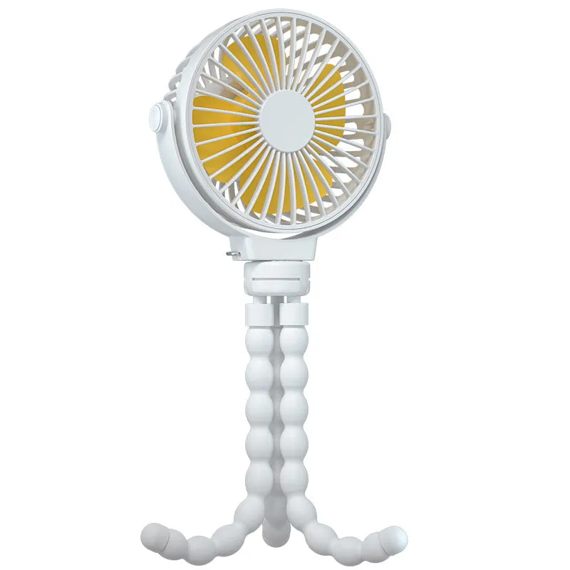 USB Rechargeable Flexible Tripod Baby Stroller Fan-White