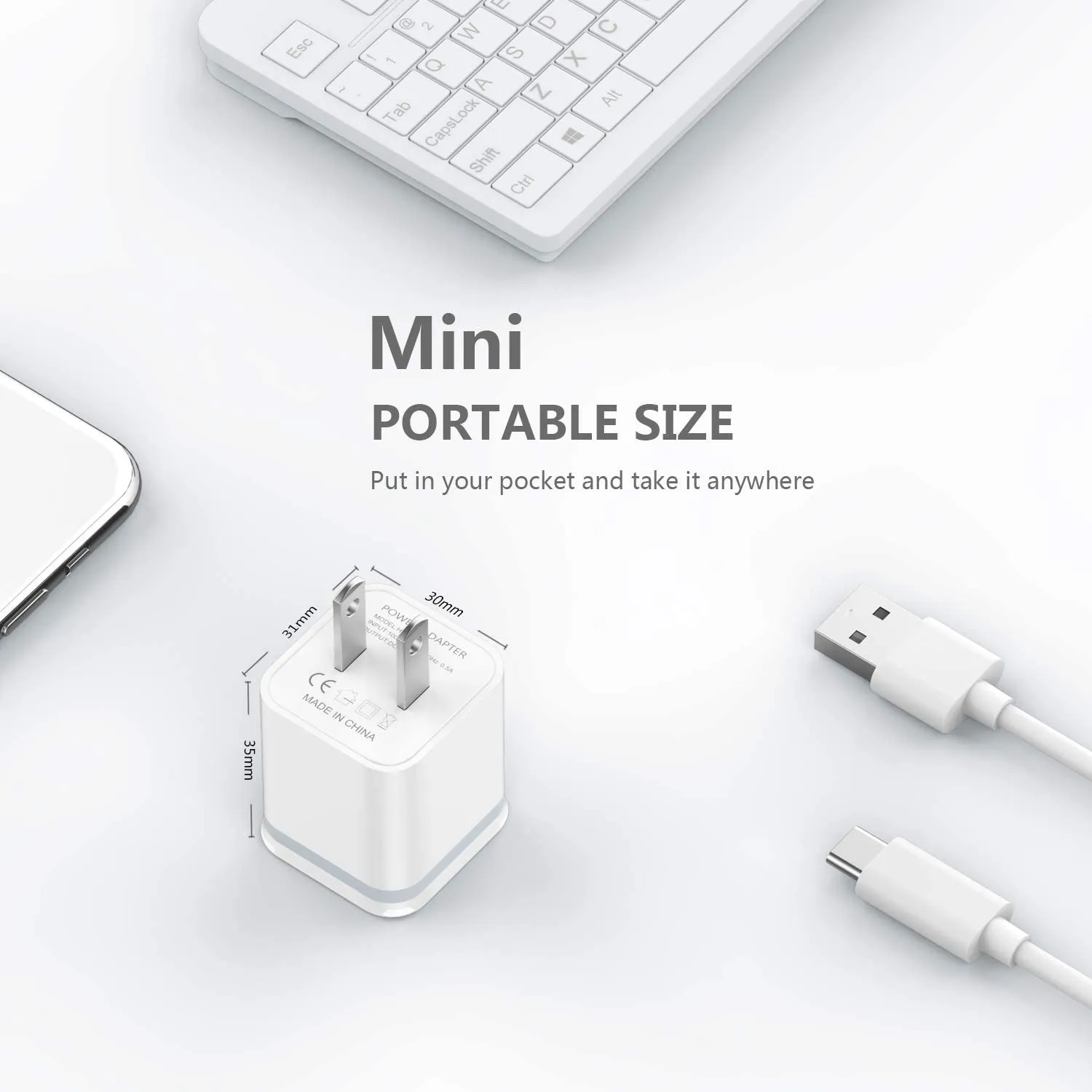 USB Wall Charger, LUOATIP Dual Port USB Cube Power Adapter Charger Plug Block