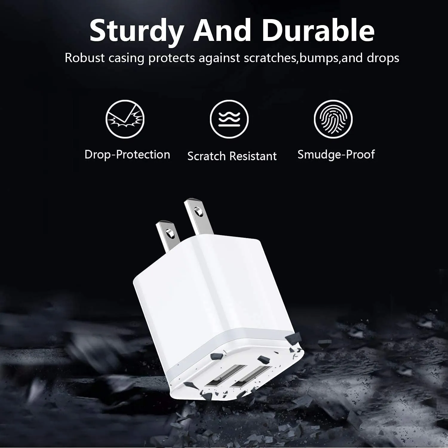 USB Wall Charger, LUOATIP Dual Port USB Cube Power Adapter Charger Plug Block