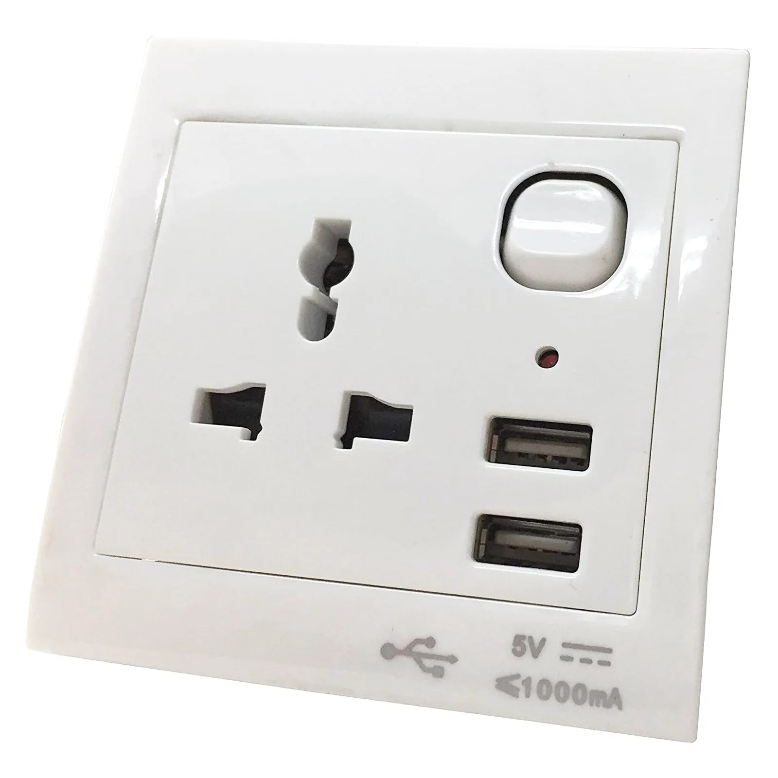 USB Wall Socket with Dual USB Charging Port Wall Charger 5V- 1000mA,2000mA (White).