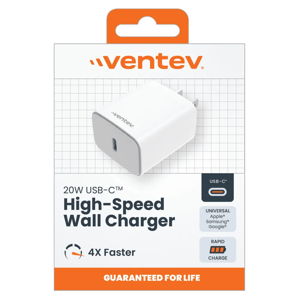 Ventev 20W ULTRAFAST USB C Universal Wall Charger White by Ventev