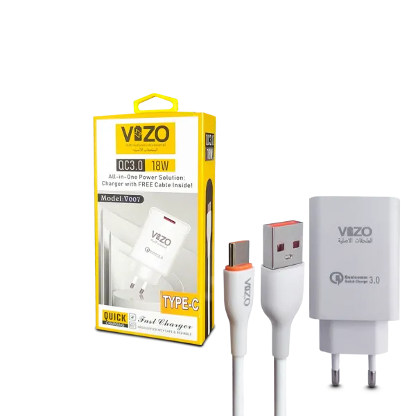 Vizo V007 Type C 18w Fast Charging 1 Usb Port | Android Mobile Phone Charging Adapter