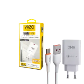 Vizo V007 Type C 18w Fast Charging 1 Usb Port | Android Mobile Phone Charging Adapter