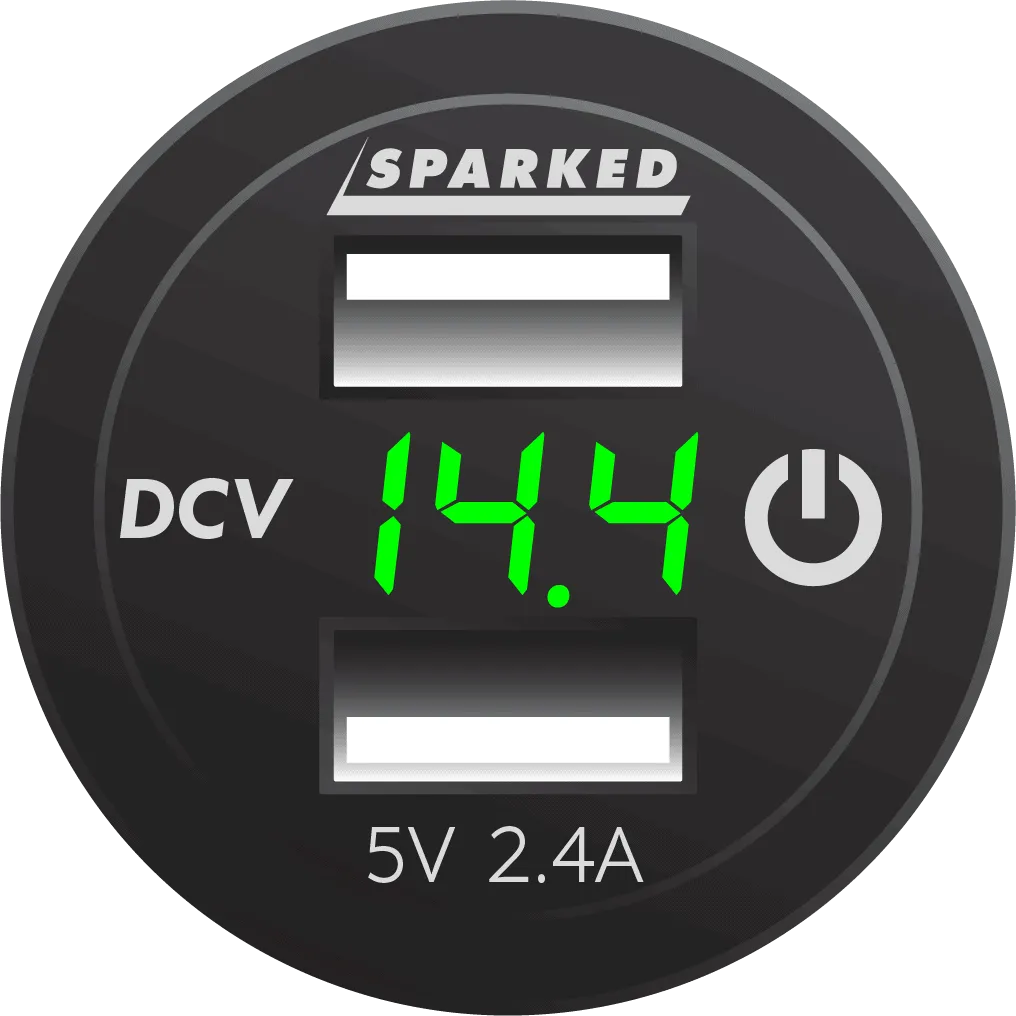 Voltmeter Dual Port USB Charger with Onboard Touch Switch