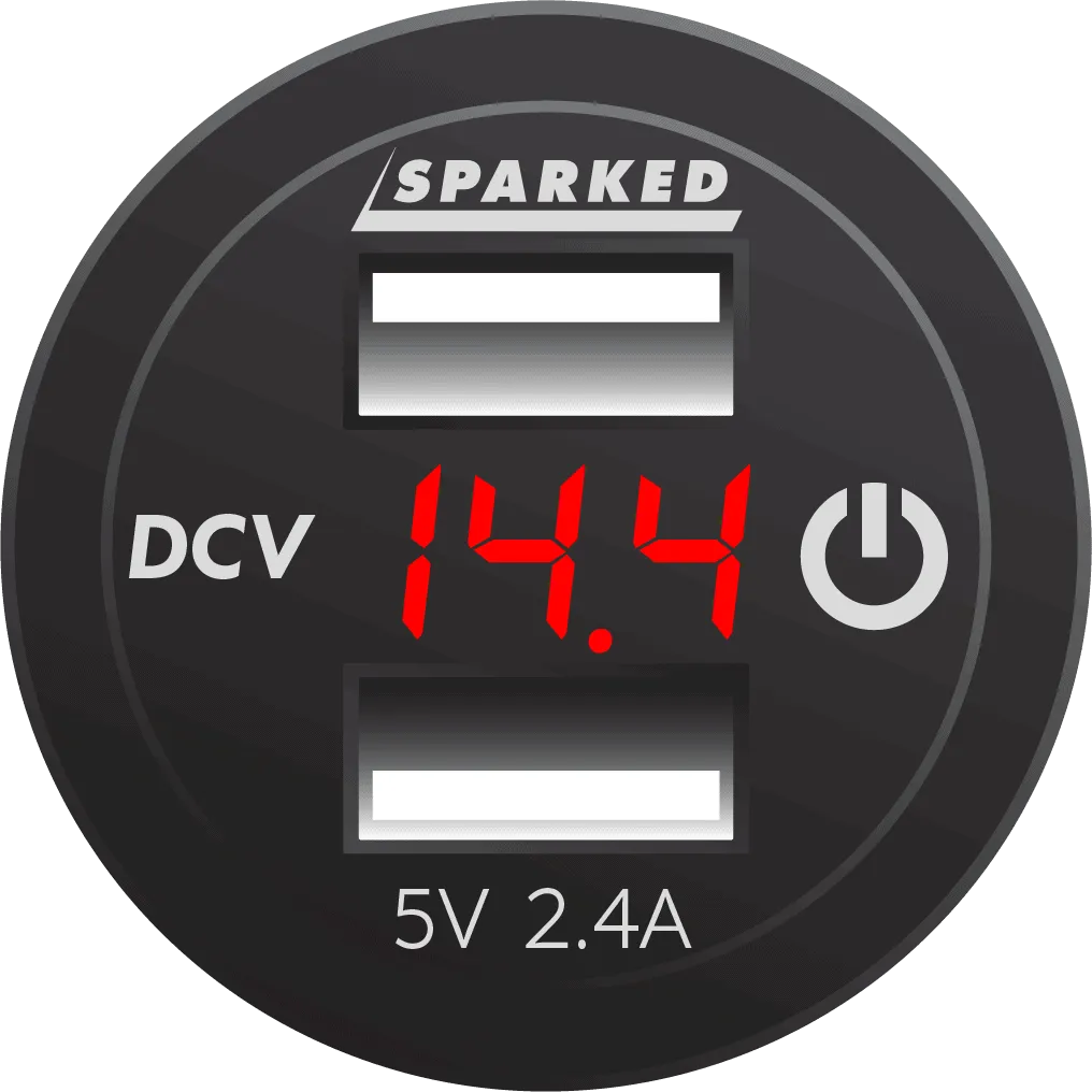 Voltmeter Dual Port USB Charger with Onboard Touch Switch