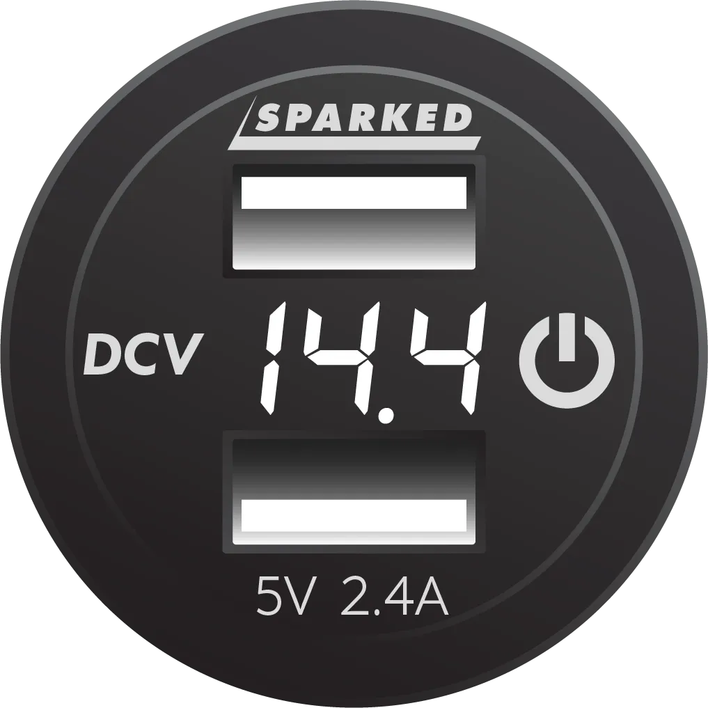 Voltmeter Dual Port USB Charger with Onboard Touch Switch