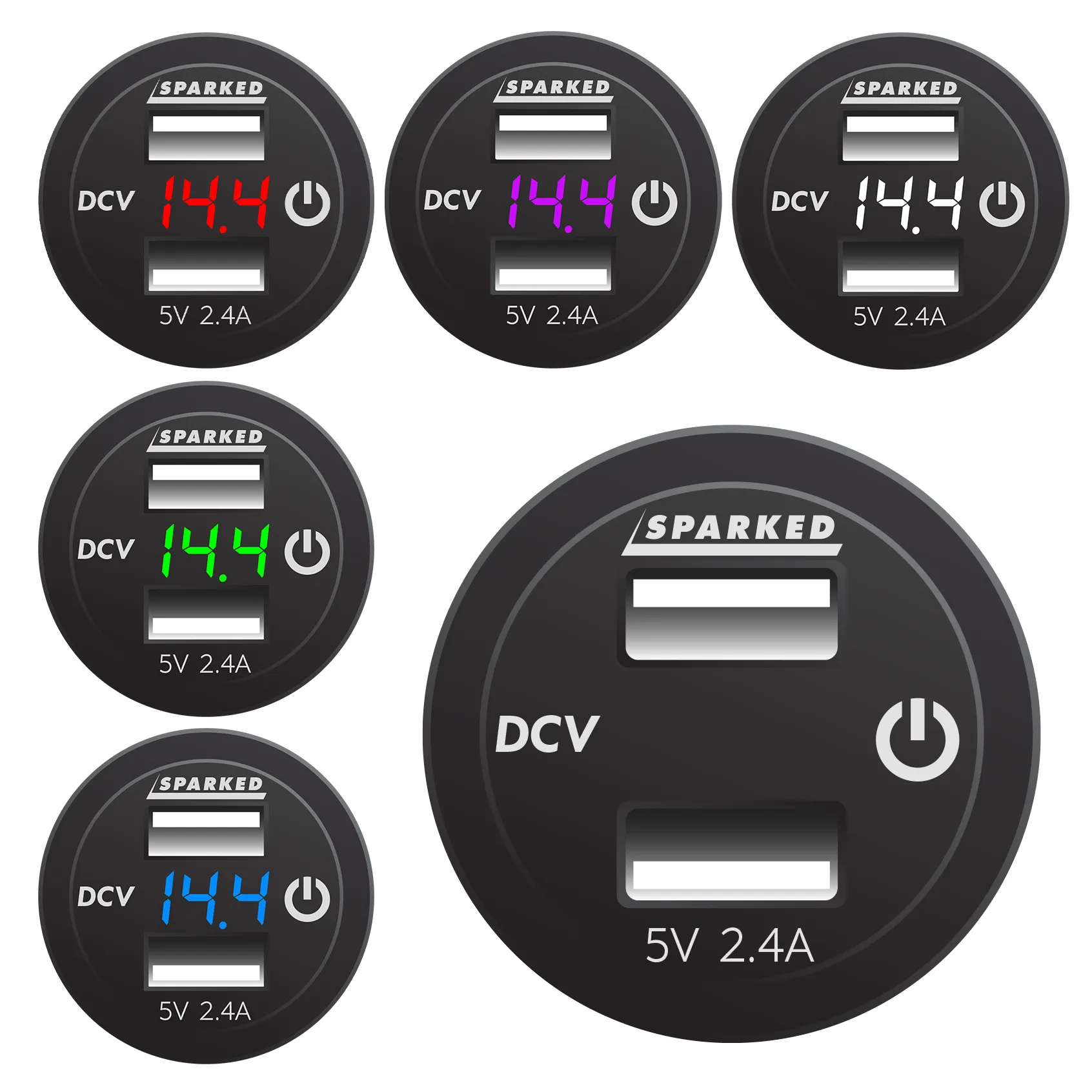 Voltmeter Dual Port USB Charger with Onboard Touch Switch