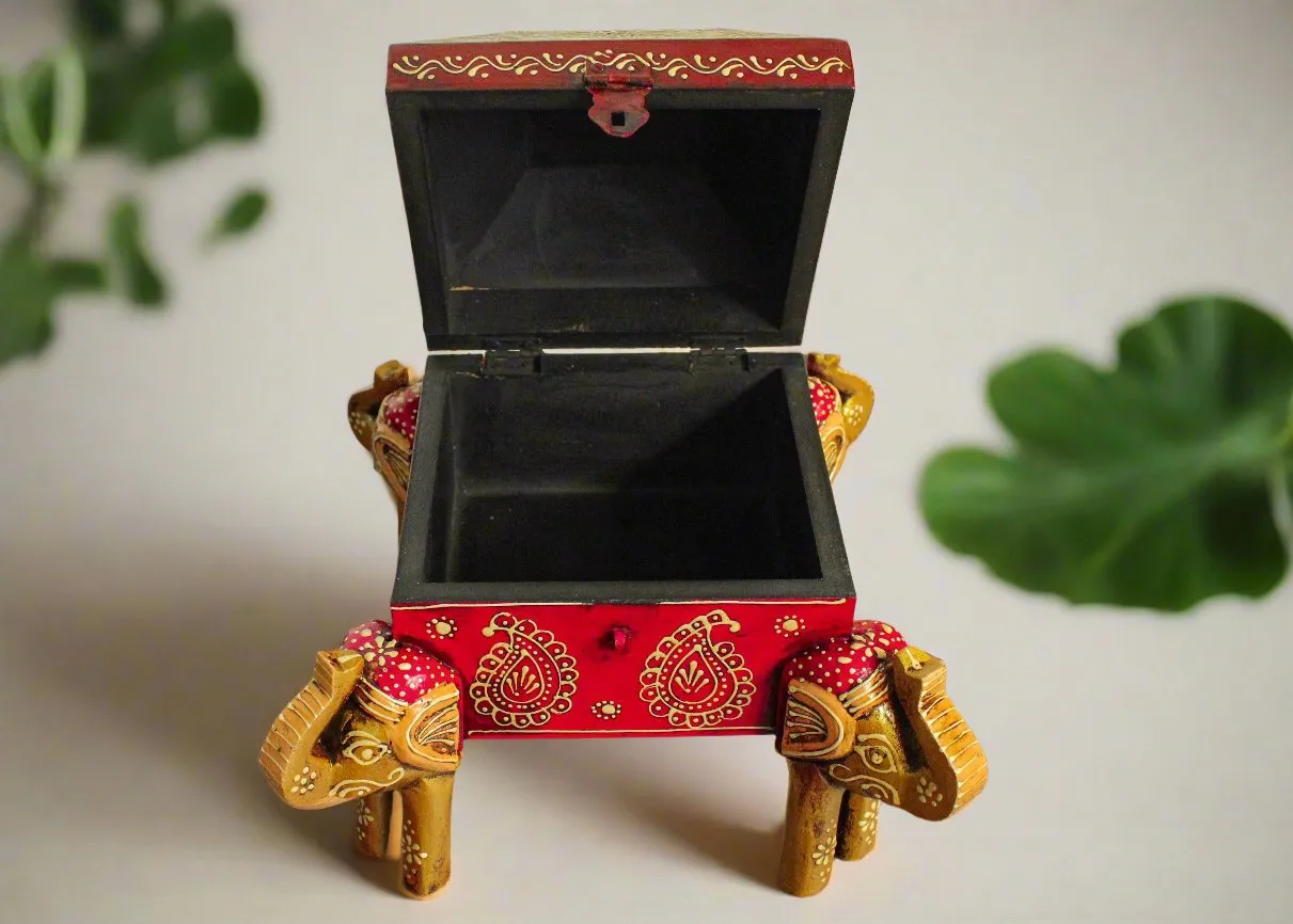 Wooden Box with Elephant Legs