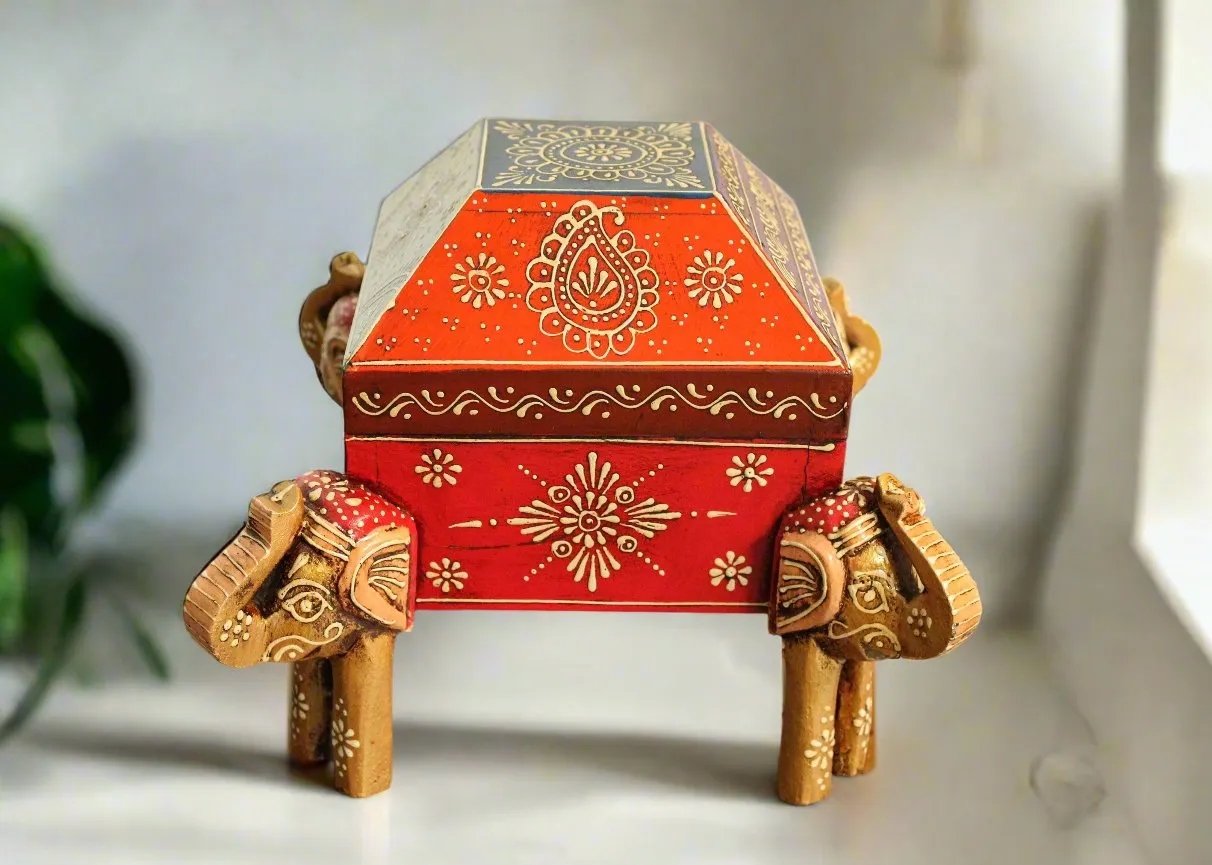 Wooden Box with Elephant Legs