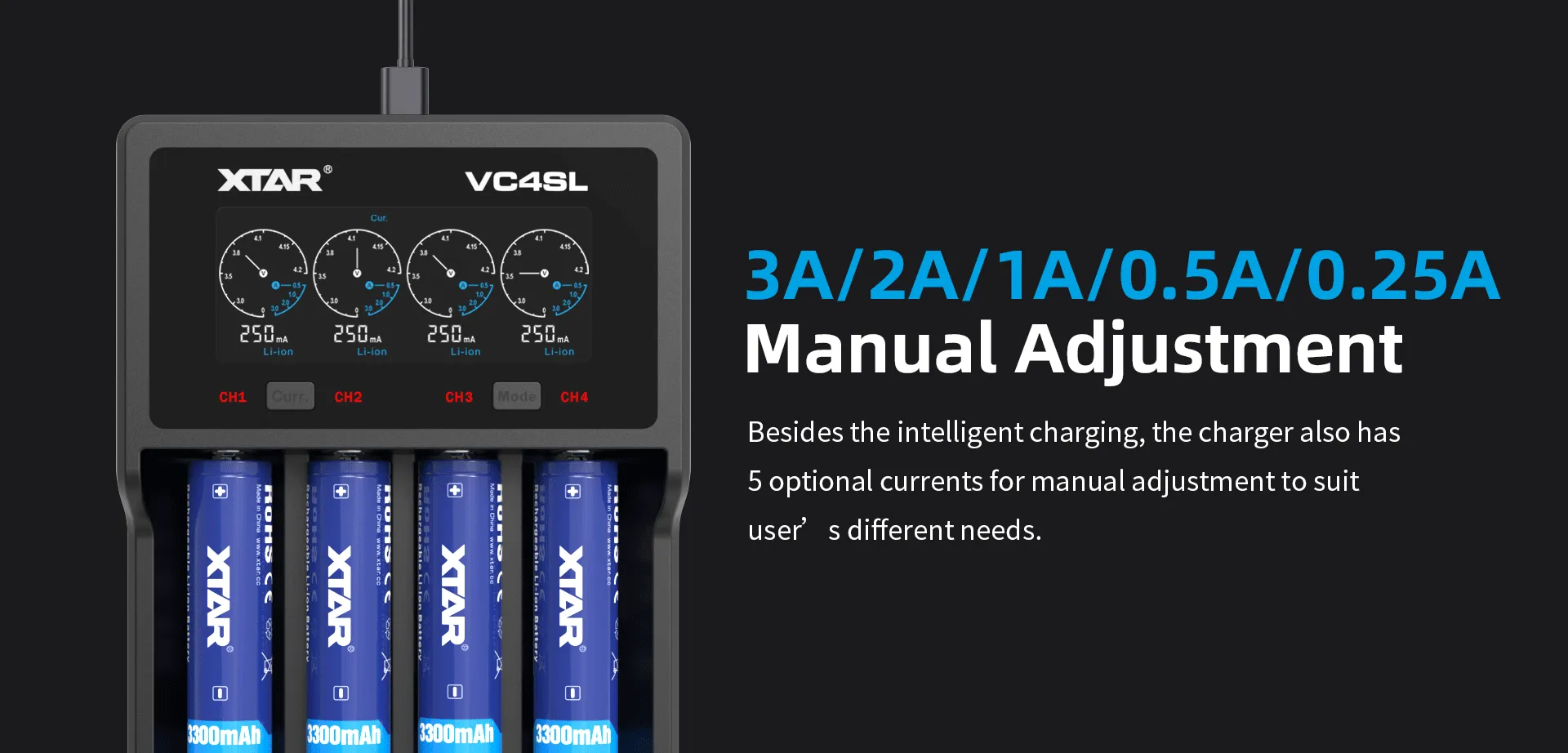 XTAR VC4SL 3A QC3.0 Fast Lithium-Ion Battery Charger