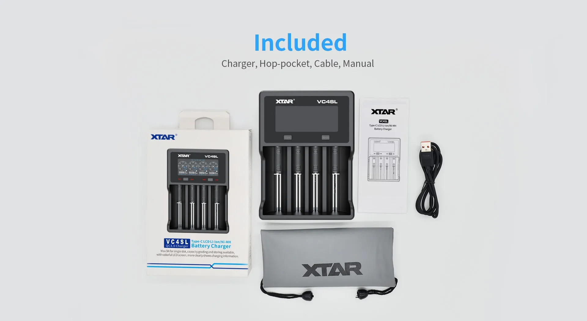 XTAR VC4SL 3A QC3.0 Fast Lithium-Ion Battery Charger