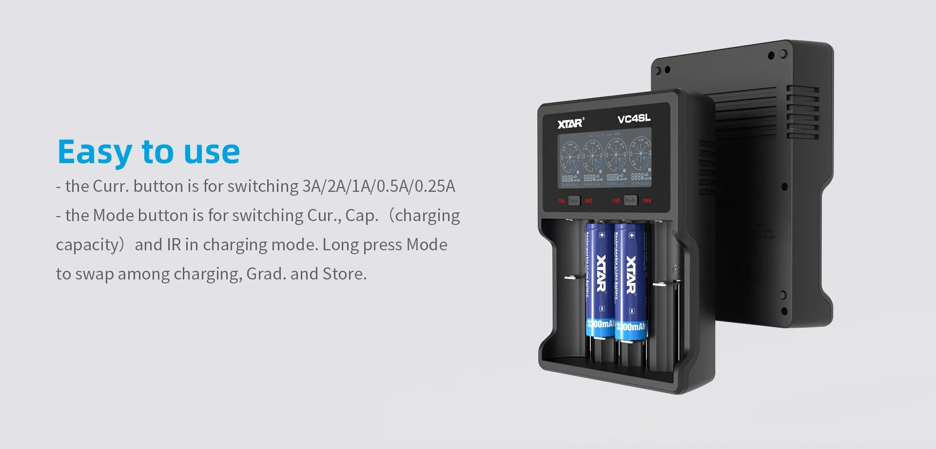 XTAR VC4SL 3A QC3.0 Fast Lithium-Ion Battery Charger