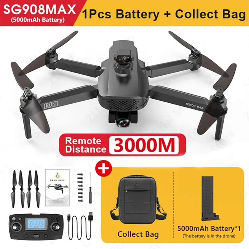 ZLL SG908 MAX 4K Drone 3-Axis Gimbal Camera 3KM FPV Brushless GPS 5G WIFI Professional Quadcopter