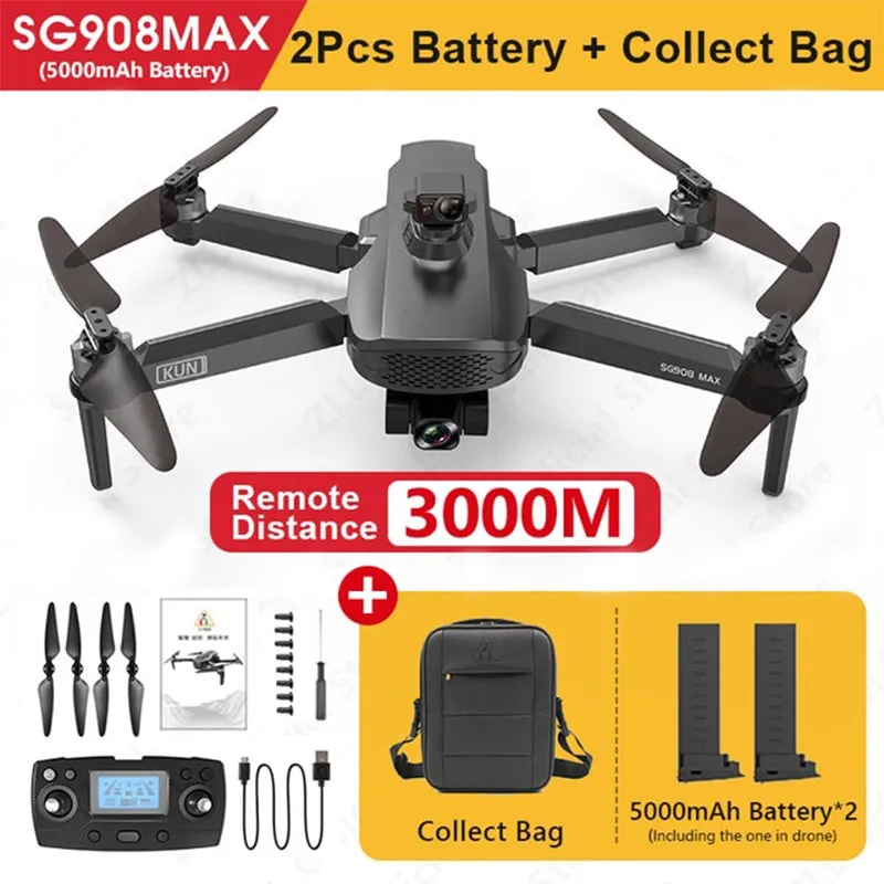 ZLL SG908 MAX 4K Drone 3-Axis Gimbal Camera 3KM FPV Brushless GPS 5G WIFI Professional Quadcopter