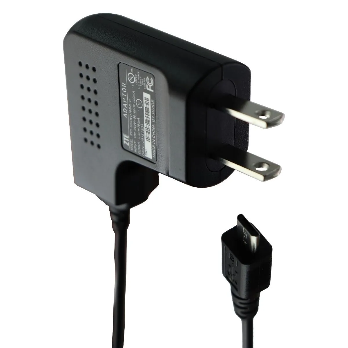 ZTE (5V/700mA) Micro-USB Wall Adapter - Black (STC-A22O501700M5-C)